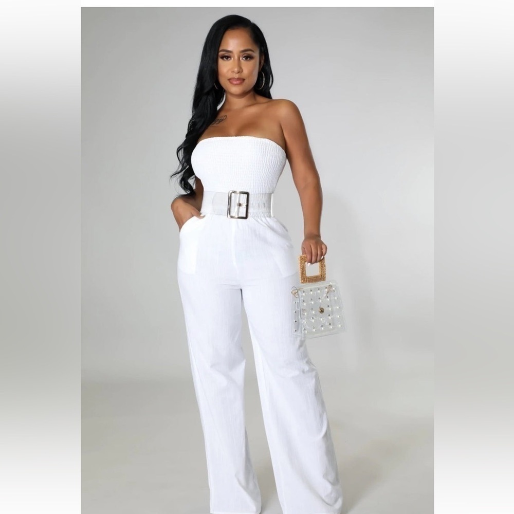 Summer White! White Strapless Jumpsuit